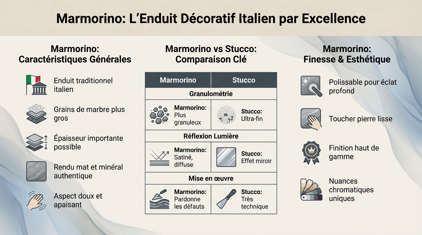 Hand-crafted application of a textured marmorino rendering with a natural stone effect
