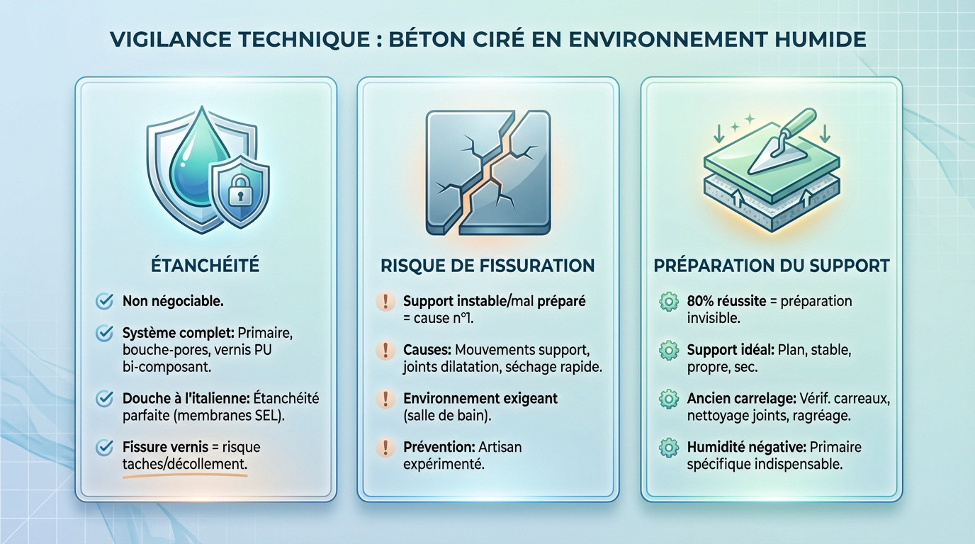 Application technique de vernis sur béton ciré en salle de bain pour assurer l'étanchéité